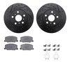Dynamic Friction Co 8512-76039, Rotors-Drilled and Slotted-Black w/ 5000 Advanced Brake Pads incl. Hardware, Zinc Coated 8512-76039